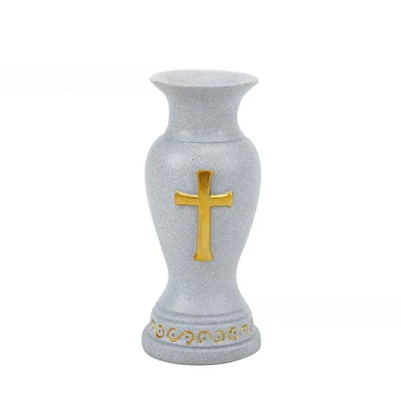 ABKP-Waterproof Cemetery Grave Vase Resin Memorial Flower Holder Outdoor Grave Decoration For Yard Cemetery Decor B