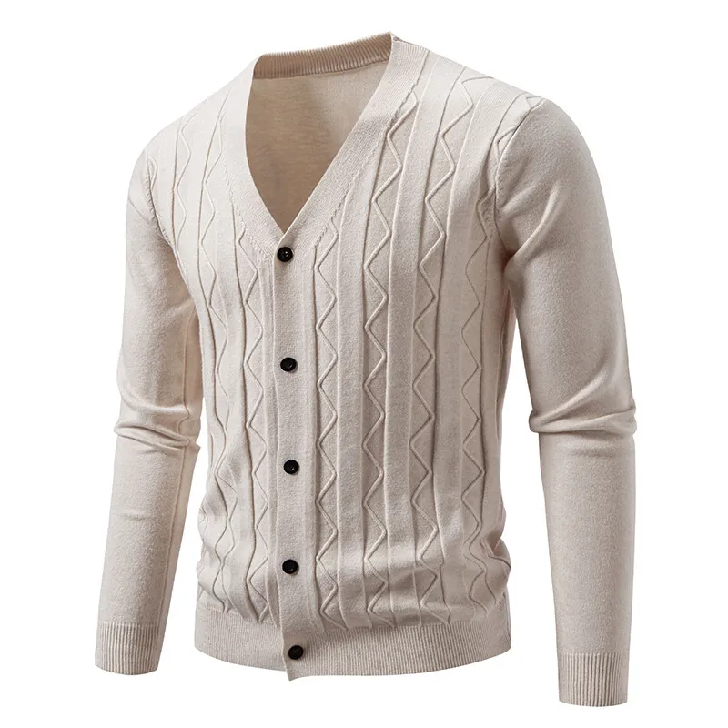 

2025 Knitted Cardigan Sweater Men Korean Style Fashion Smart Casual V-Neck Knitted Sweatercoat Mens Slim Sweater Outerwear