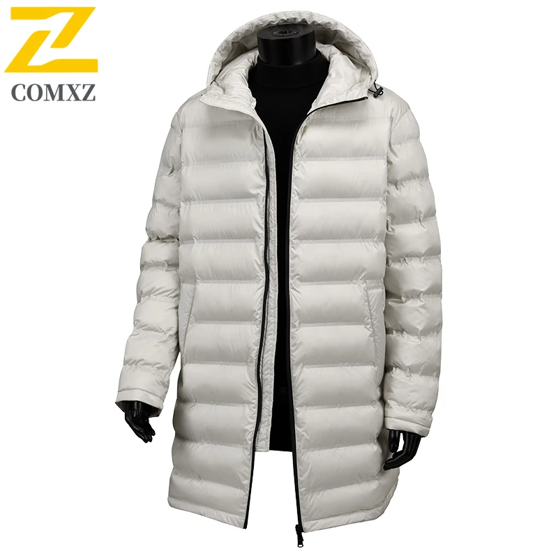 2025 Men's Winter Long Puffer Jacket High-end Casual Over the knee Cold-proof Warm Hooded Parka Women Outdoor Ski Padding Coat