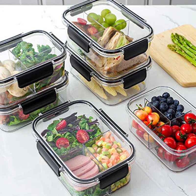 Portable Lunch Box for Kids School Microwave Transparent Bento Box with Compartments Salad Fruit Food Sealed Jar Container Box