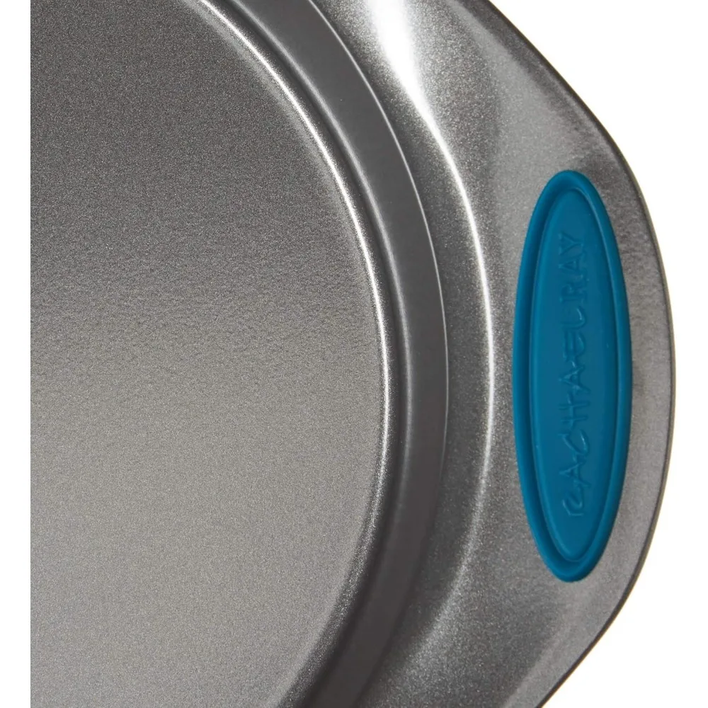 مجموعة أدوات خبز غير لاصقة مكونة من 5 قطع من راشيل راي مع مقابض: مقالي الخبز والورق ومقلاة الخبز باللون الرمادي