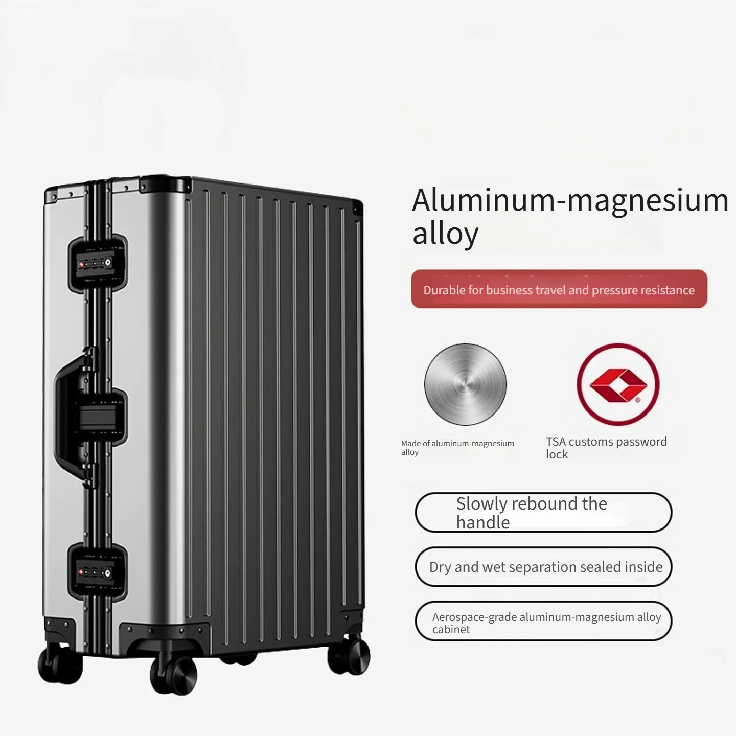 Full Aluminum‑Magnesium Alloy Thickened Durable Combination Lock Trolley Luggage Travel Suitcase 20 Inch Carry‑on 24 28 Inch Rol