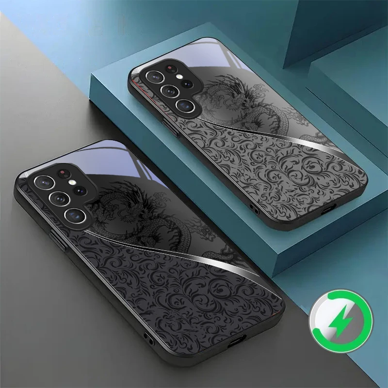 

Dragon Totem Rose Purple For Samsung Galaxy S20 FE S21 S22 S23 Plus S24 Ultra 25 Edge S24Ultra For Magsafe Glass Phone Casee