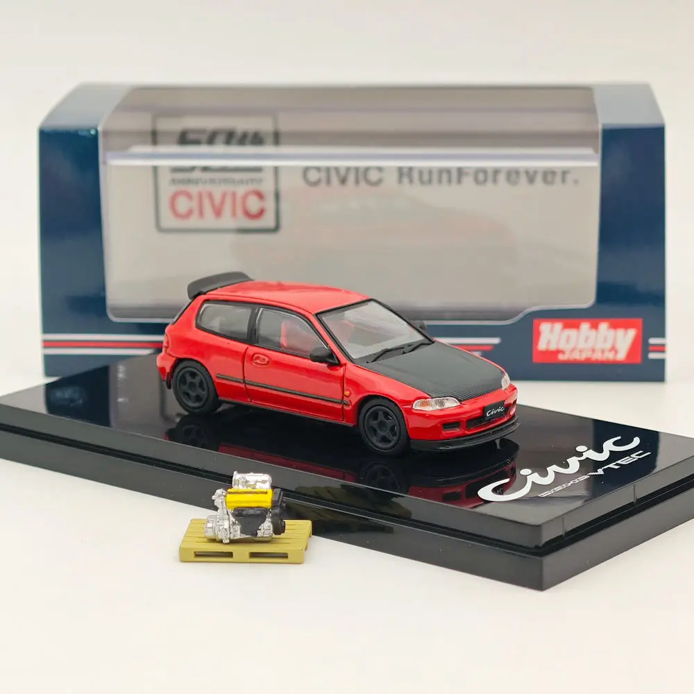 1:64 Hobby Japan Civic (EG6) versión personalizada con pantalla de motor rojo HJ642017AR modelos fundidos colección de coches Auto juguetes regalo