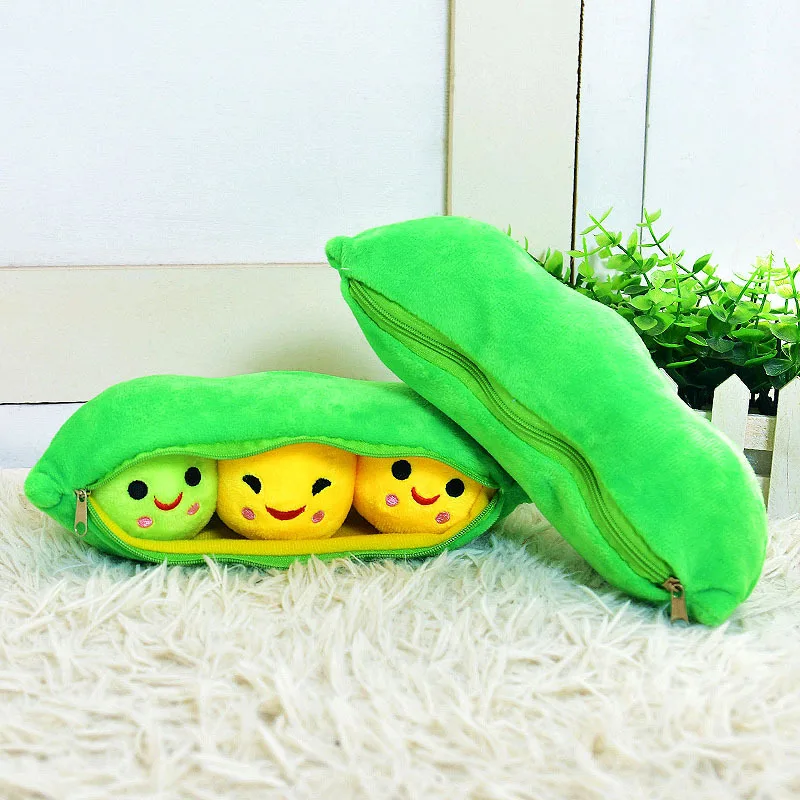 Creative Cute Pea Pillow Yellow Bean Green Bean Expression Plush Doll Children's Funny Doll