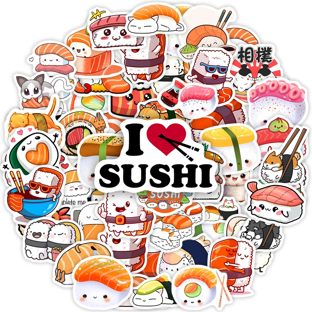 Kawaii Cute Cartoon Japanese Sushi Stickers DIY Kids Toy Gift Decal for Phones Laptops Bottles Scrapbooking Luggage  Waterproof