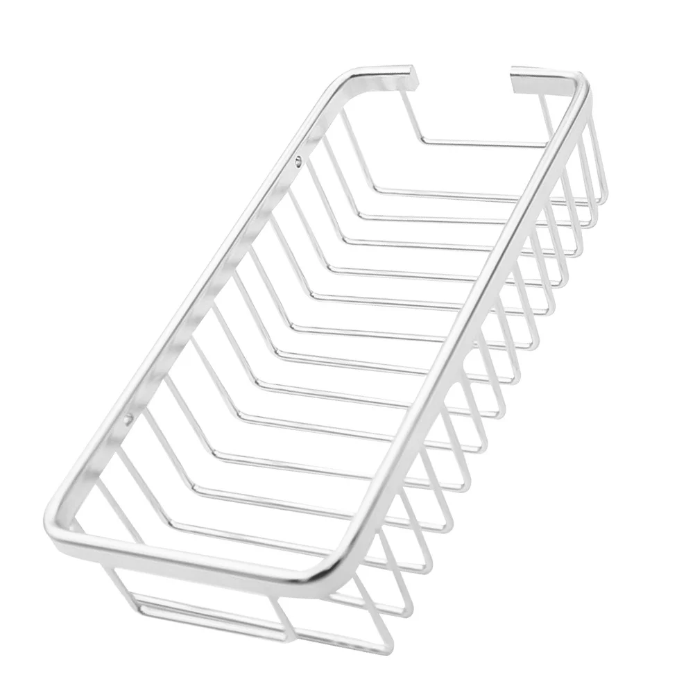 

Aluminum Kitchen Storage Rack Silver Hollow Basket Design Wall Rack for Bathroom Toilet Cutlery Spice Holding Holder Seasoning