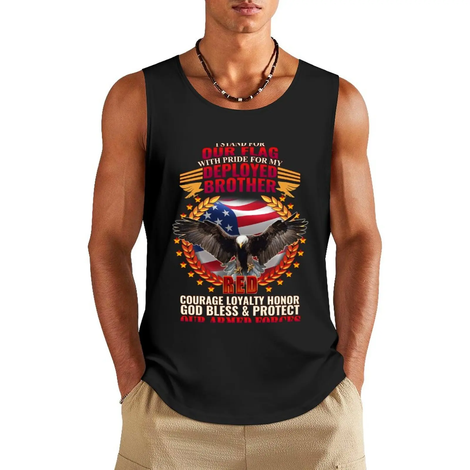 Deployed Brother Armed Forces Tribute Tank Top T-shirt for fitness Male vest Men's gym articles T-shirt man