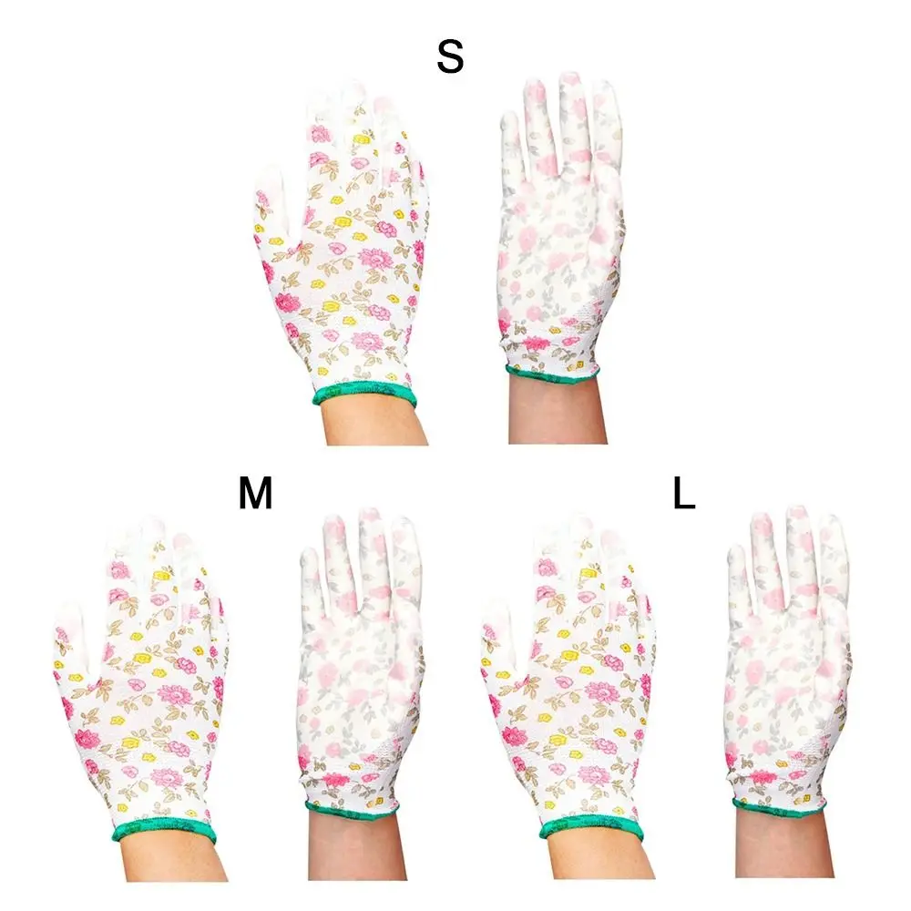 Multi-purpose Work Gloves Pink Floral Pattern Nitrile Kids Gardening Glove Labor Protection Anti Prickling Protective Mittens