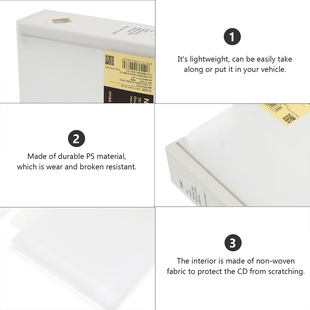

2PCS CD Storage Box White Small Music Holder Disc Case Optical Disks NonWoven Stacking Friendly Plastic Box
