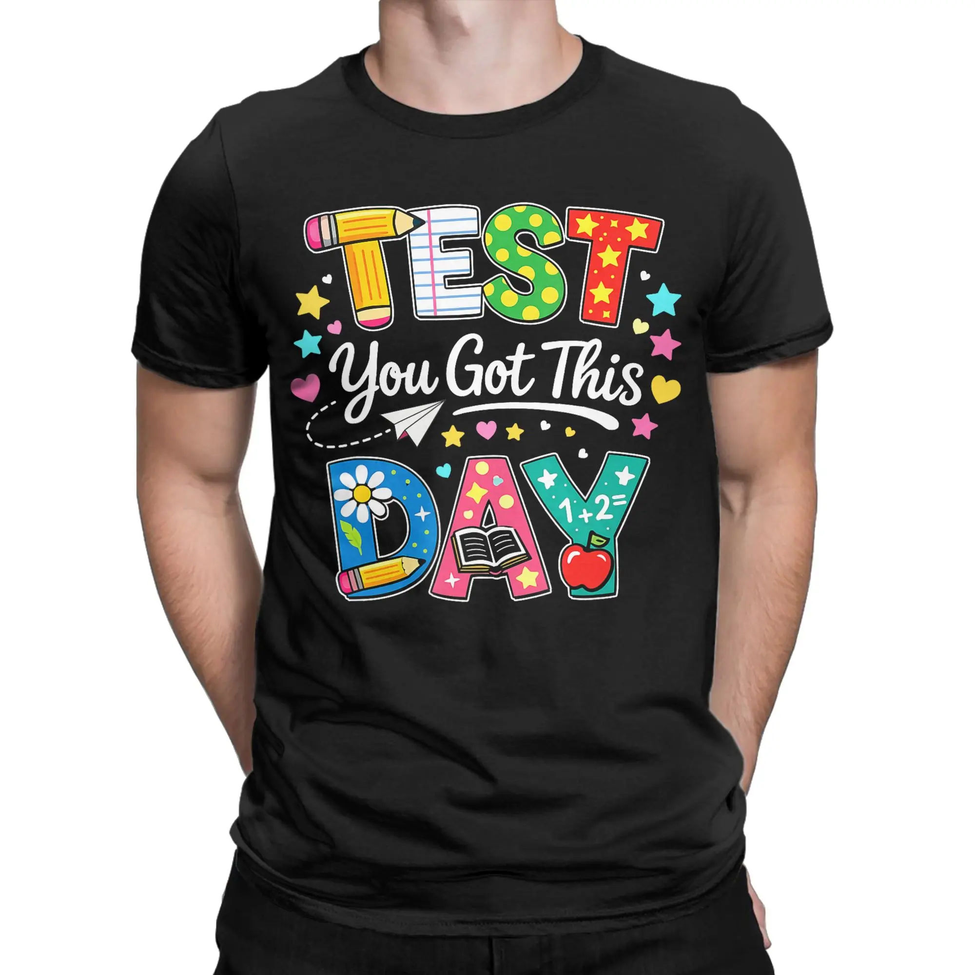 Vintage T-Shirt Test Day You Got This for  Teacher State Testing Cotton T Shirts  Tshirt for Men's Summer Short Sleeve Tees