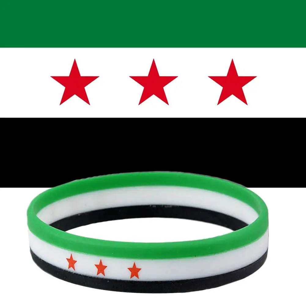 1pc Syria Flag Silicone Rubber Bracelets Sports Wrist Band Bangle For Women Men Special Gift For Lover