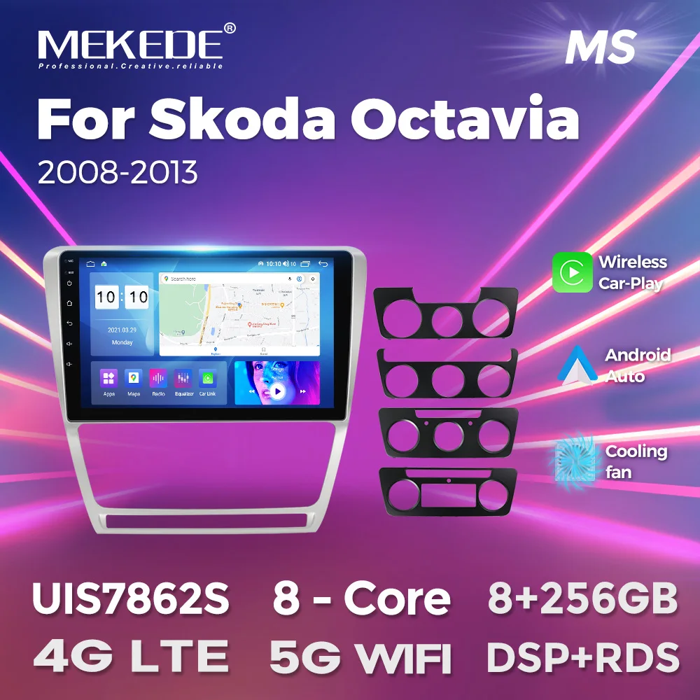 

MEKEDE 8Core Car Radio Multimedia Player GPS Navigation For Skoda Octavia 2008-2013 Wireless CarPlay Android Auto 4G LTE RDS+DSP