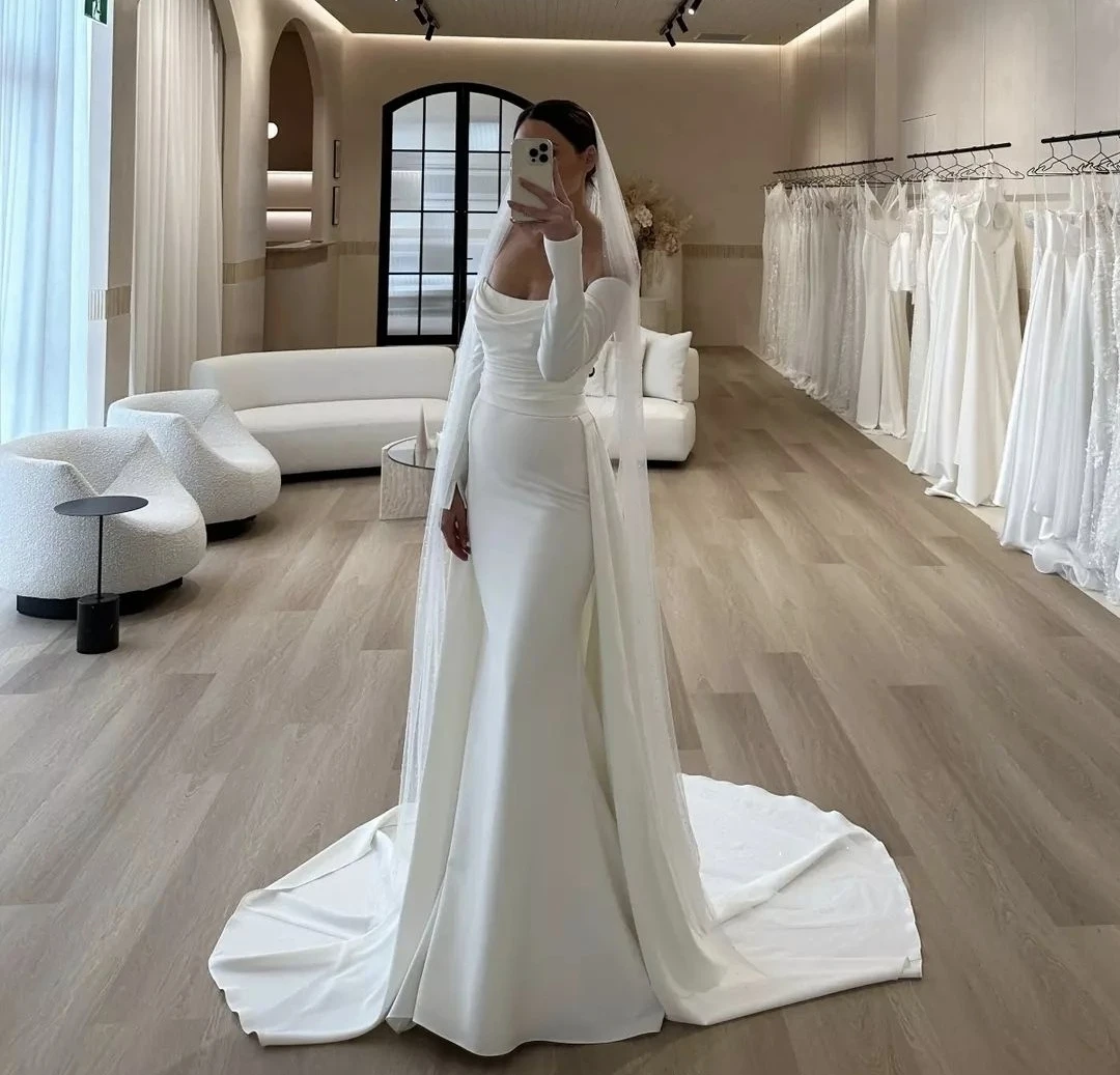 Schatz Brautkleid Meerjungfrau weichen Satin Brautkleider Chamring romo veable Vestido de Novia abnehmbaren Rock Simpm Zivil Robe