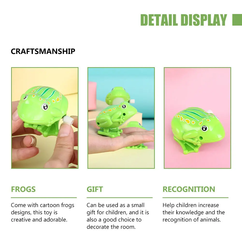 4Pcs Mini Wind-Up Jumping Frogs Kids Animal Plaything Lifelike Design Safe Plastic Early Learning Interactive Desktop Ornament