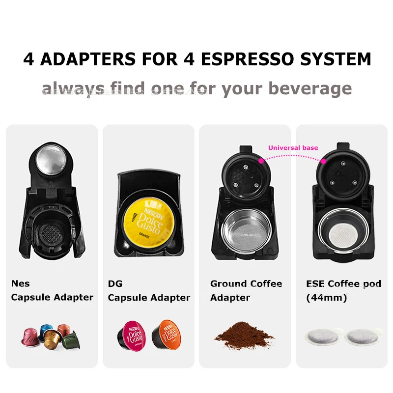 H3A Coffee Machine 4in1 Multiple Capsule Espresso Dolce Milk Nespresso ESE Pod Powder Coffee Maker Stainless Metal Outook