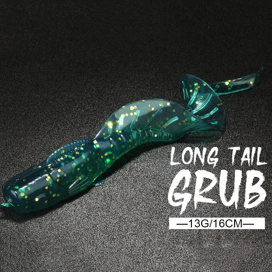 Spinpoler 16cm Soft Lure Grub Worm 3pcs Long Tail Grub Artificial Crank Big Bait Wobbler Swimbait For Bass Trout Crappie Pike