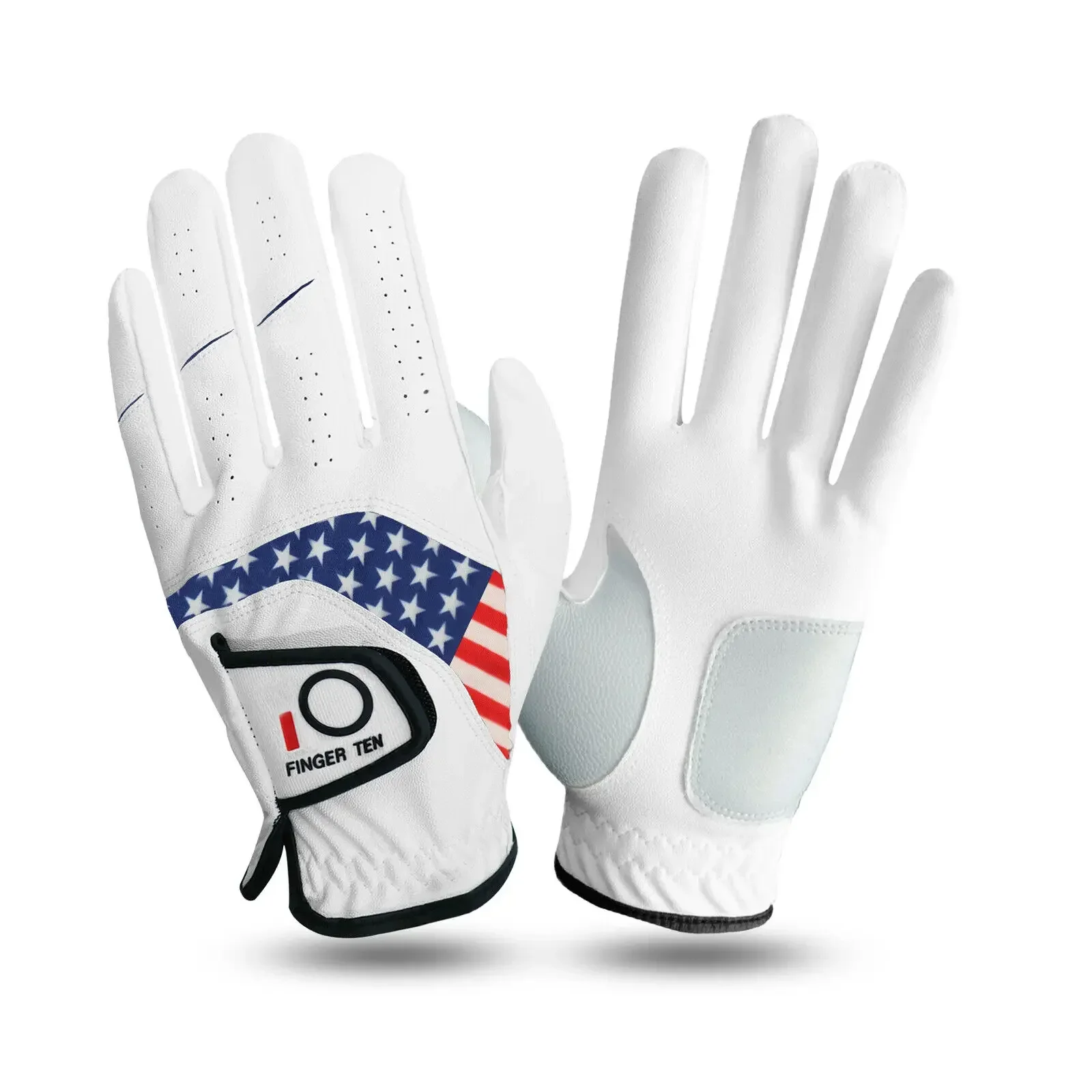 USA Flag Golf Gloves Men's Left Hand Right Hand Leather 5 Pack Golfer All Weather Grip