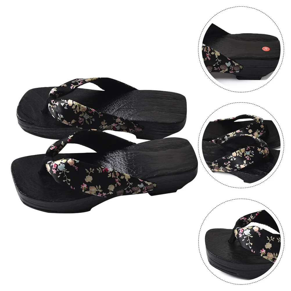 

Flatform Sandals Woman Wedge Clogs Shoes Summer Creative Beach Black Japanese Style House Slippers