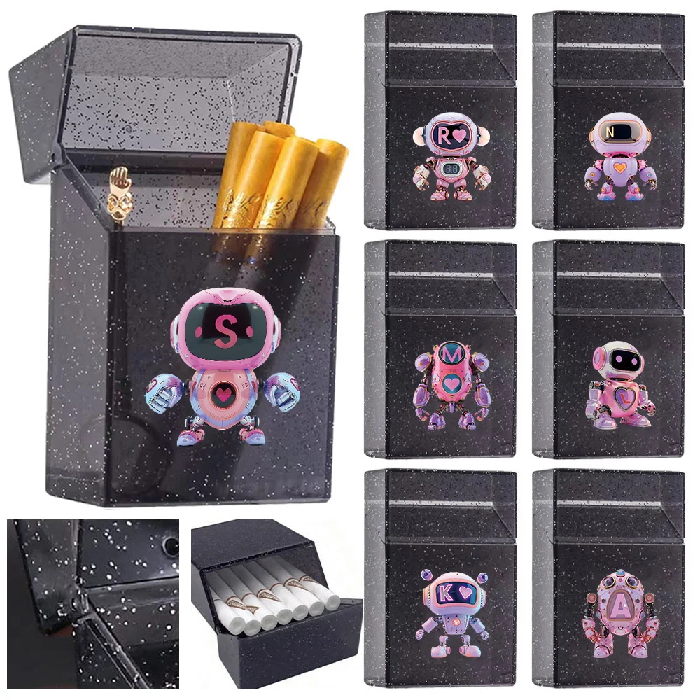 

Durable Crystal Cigarette Storage Case Portable Plastics Cigar Organizer Box Robot Initial Name 26 Letters Pattern