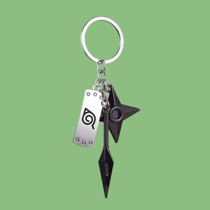 Cartoon Naruto Legierung Schlüsselanhänger Anime Niedliches Konoha Rebellion Kunai Shuriken Dreiteiliges Set Schlüsselanhänger Rucksack-Anhänger Geschenk Spielzeug – Detail 6