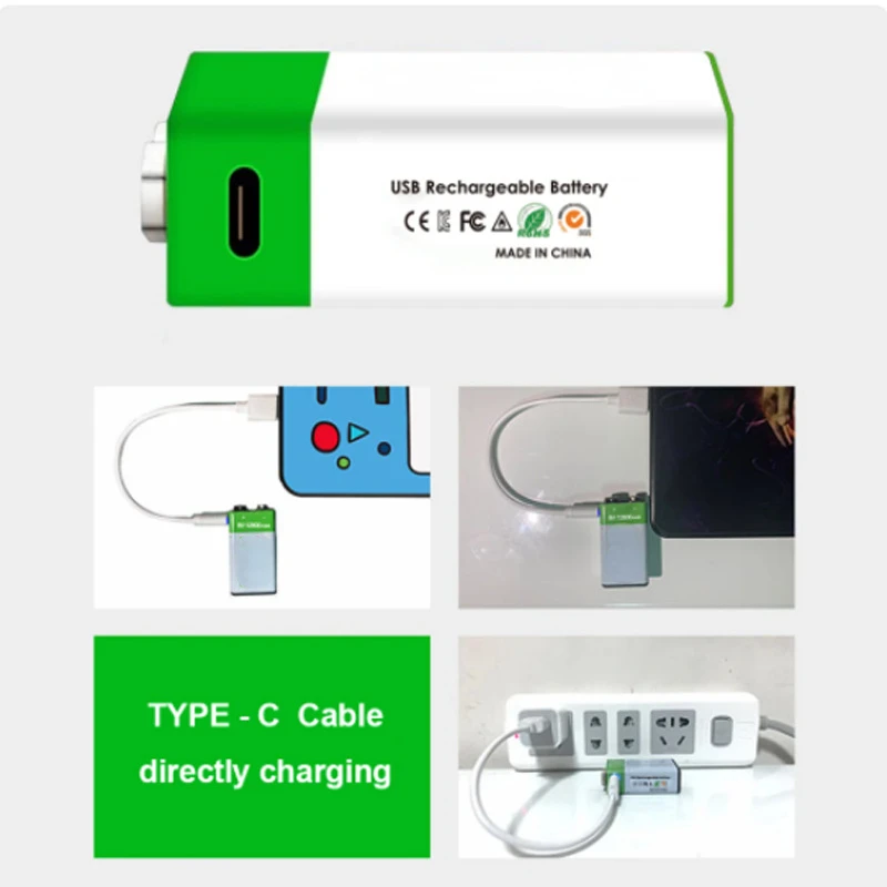 Nowy akumulator litowo-jonowy 9V 12800mAh Mini akumulator USB Mikrofon Multimetr Mikrofon litowy Bateria litowa