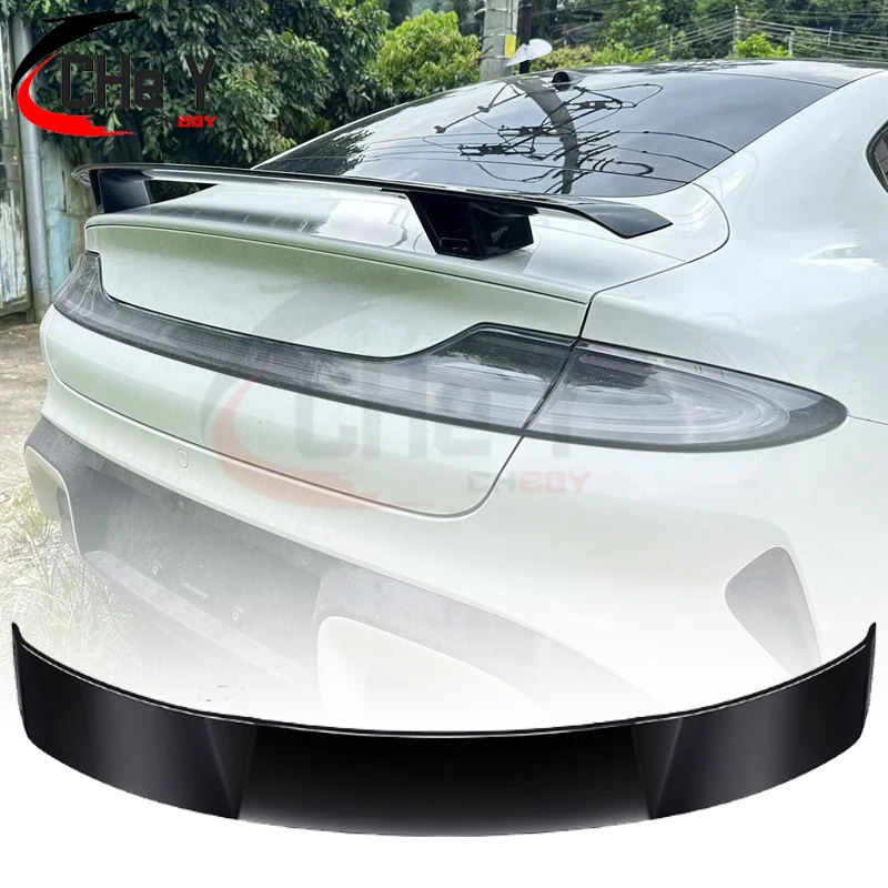 For Xiaomi SU7 Max 2024 Forged Forged Carbon Fiber Look Gloss Black ABS Rear Wing Trunk Rear GT Spoiler