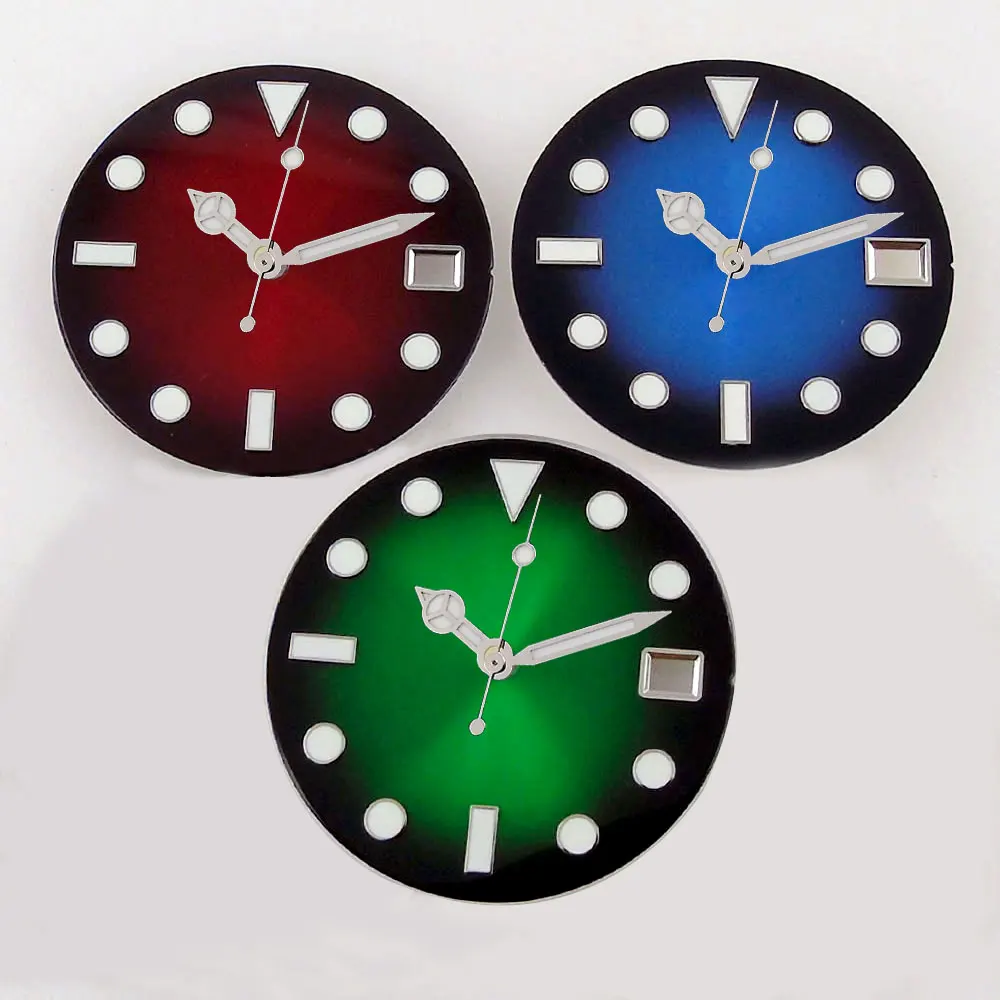 

Tandorio Sunburst Watch Dial Face Fit for NH35 NH36 NH38 NH70 NH72 Automatic Movement 29mm Gradient Red Blue Green Luminous Date