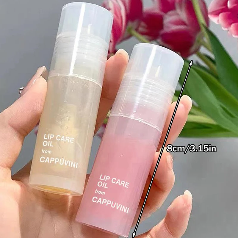 Cappuvini Transparent Lip Oil Glass Lip Gloss Fragrance Non-sticky Moisturizes  Tint Lip Plumper Lip Care Serum Primer Brush