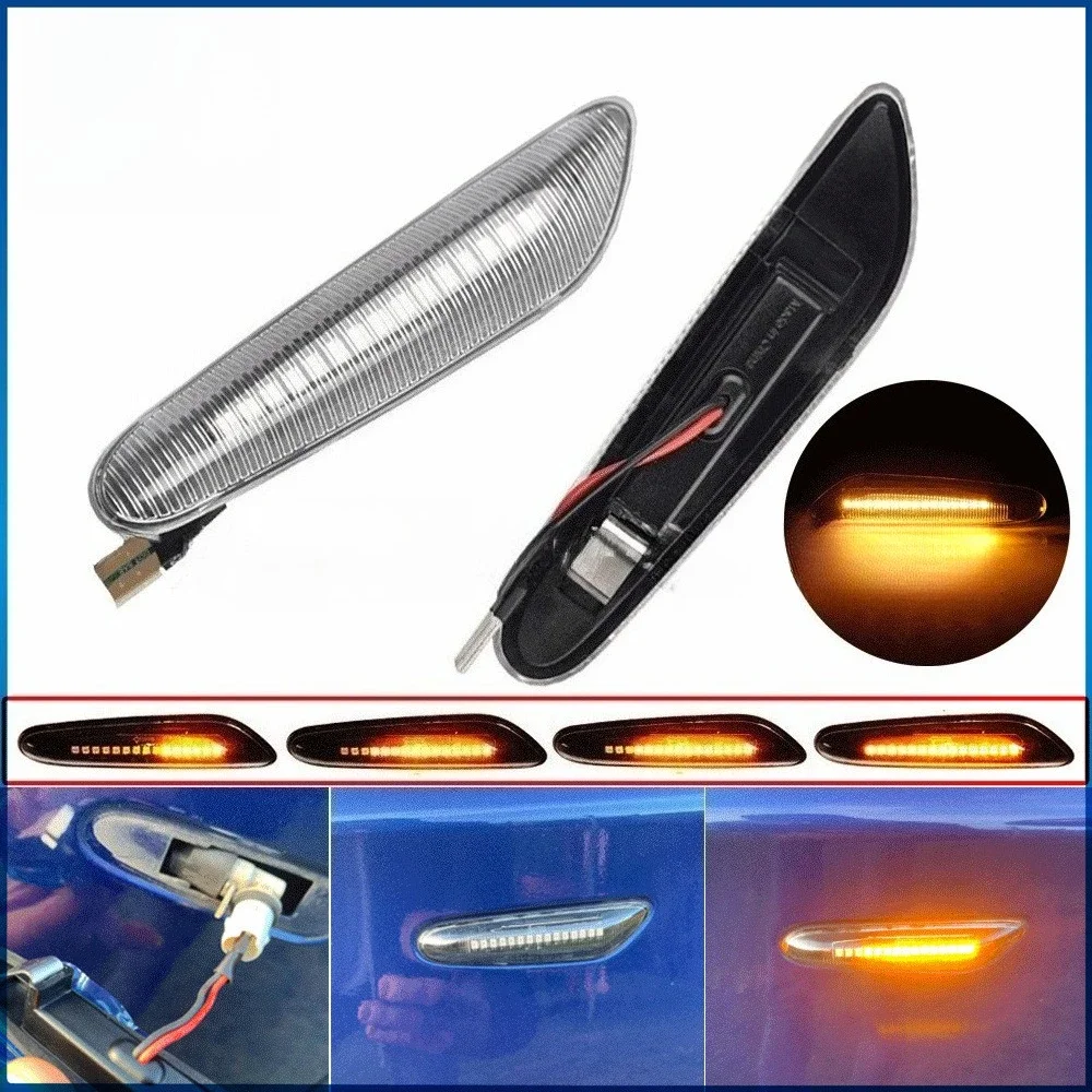 

2PCS Amber Sequential LED Side Marker Lights with T10 Connector For BMW 3 Series E46 E90 E91