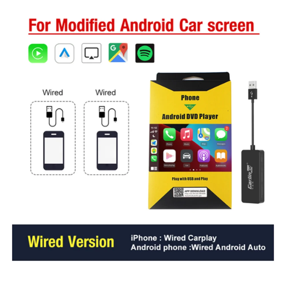 

FYKOI For Apple Carplay Module Carplay Ai Box USB Connection Wired Android Auto Wire Navigation Carplay Modular Adapter