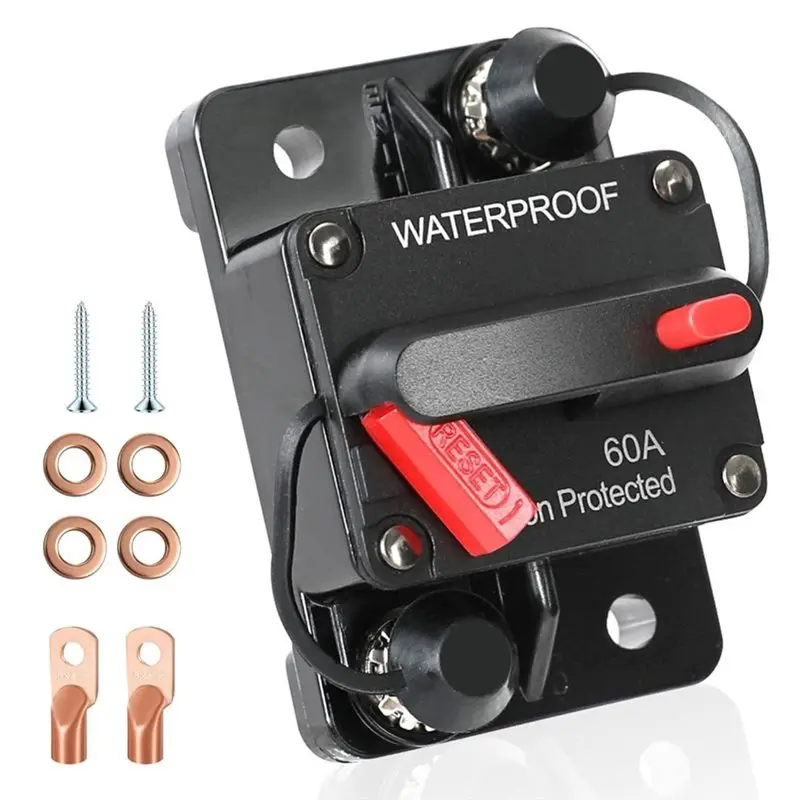 A11I 60A Manual Reset Circuit Breaker With Ignition-Protection And Mounting Hardware - Suitable For Marine And Automotive Use