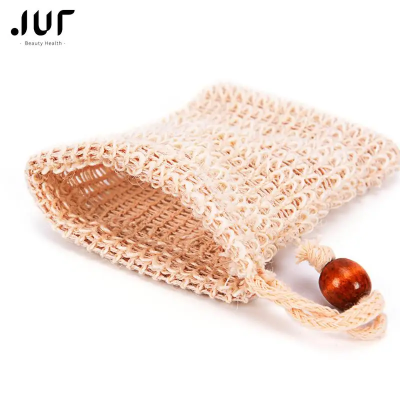 Cotton Linen Soap Bag Plant Fiber Environmental Protection Handmade Exfoliator Sponge Pouch Facial Cleanser Foaming Net