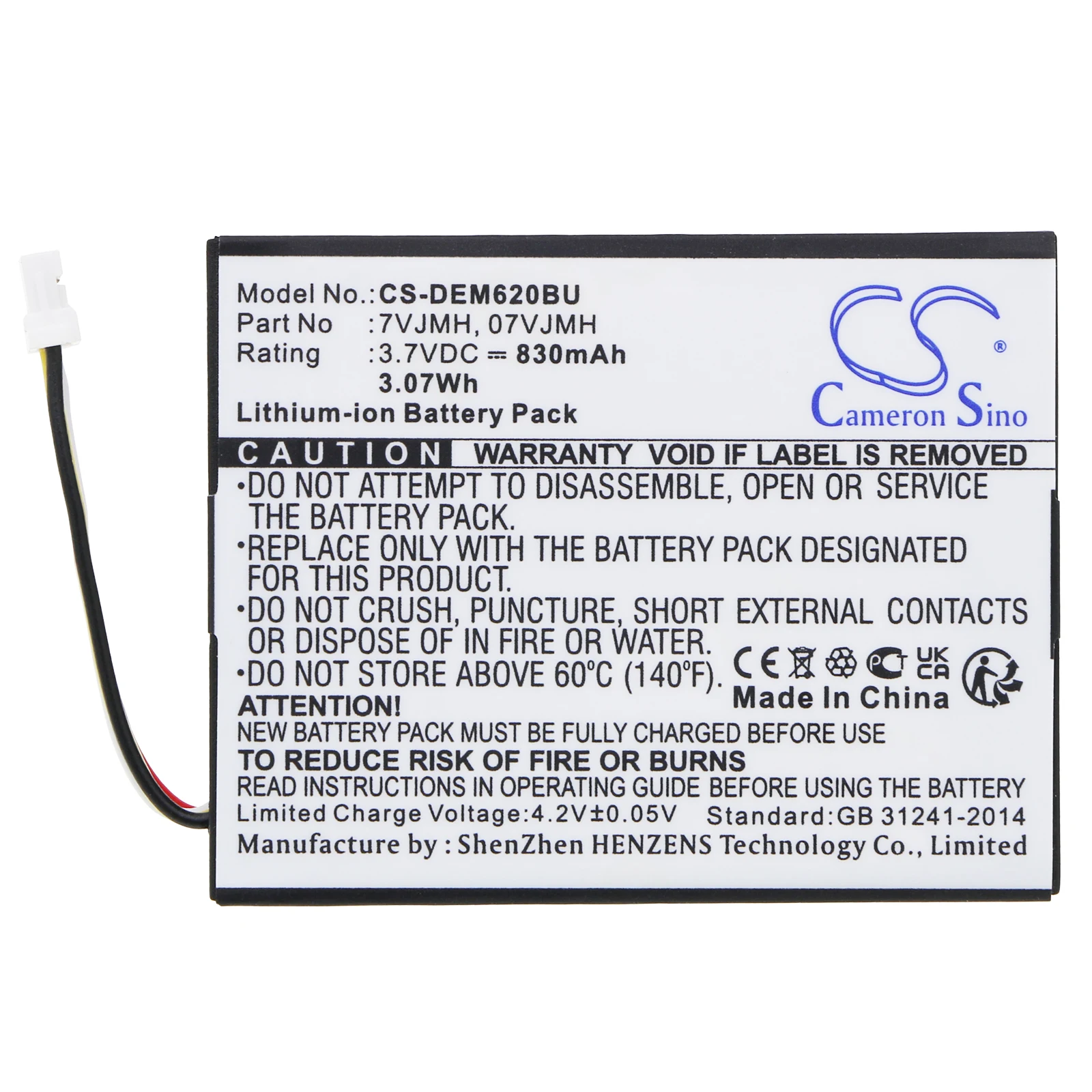 

Li-ion RAID Controller Battery for DELL, 3.7V, 830mAh, Compatible Models: PERC H710, PERC H710P, PowerEdge M620, PowerEdge R320