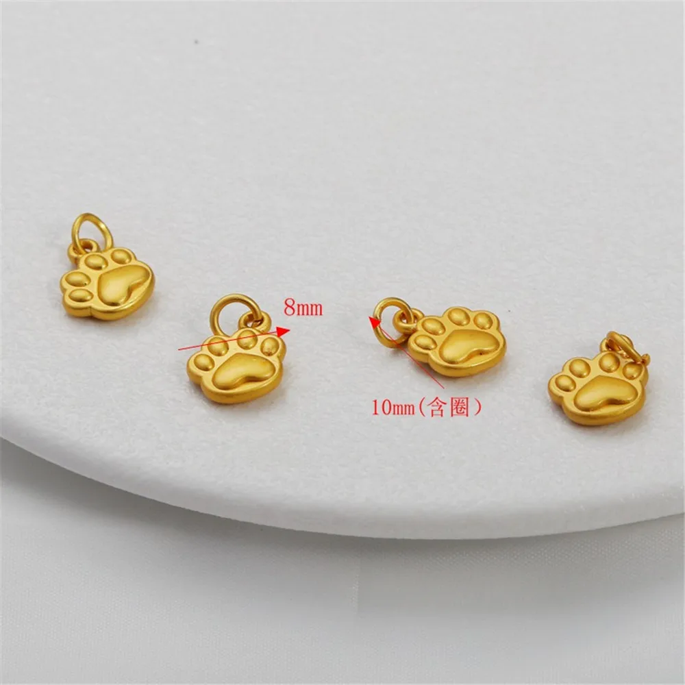 18K Gold Filled Plain Cat Paw Pendant, Colar pequeno bracelete, Acessórios DIY Jewelry