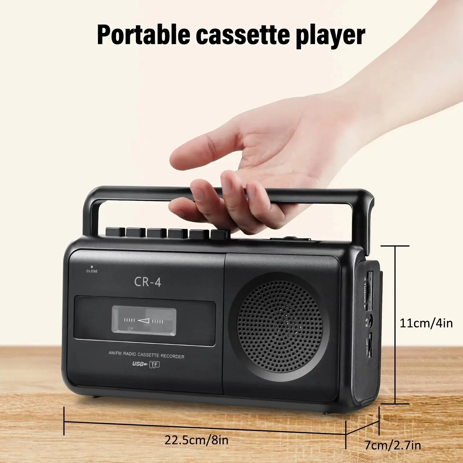 Portable USB Cassette Music Player FM AM Radio DC/AC Powered Stereo Retro Recorder Support U Disk TF Card Vintage Radios