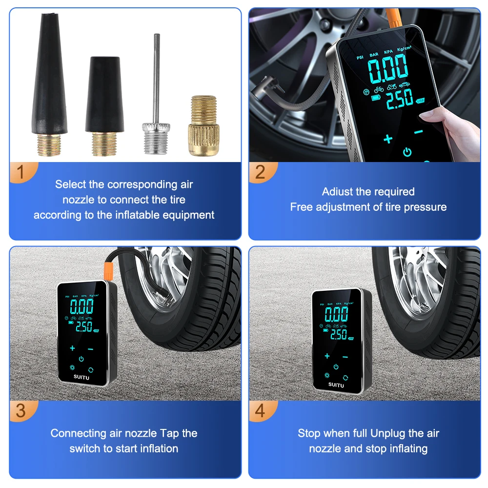 Mounted Motorcycle Bicycle Ball Inflator Compressor LCD Display Portable Wireless Tire Inflatable Pump Car Electrical Air Pump