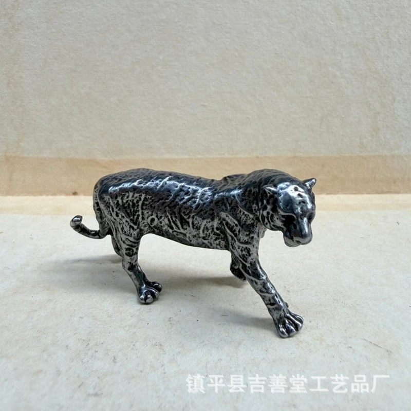 figurine made of iron with an aged finish, zodiac desktop decoration craft, reclining tiger ornament