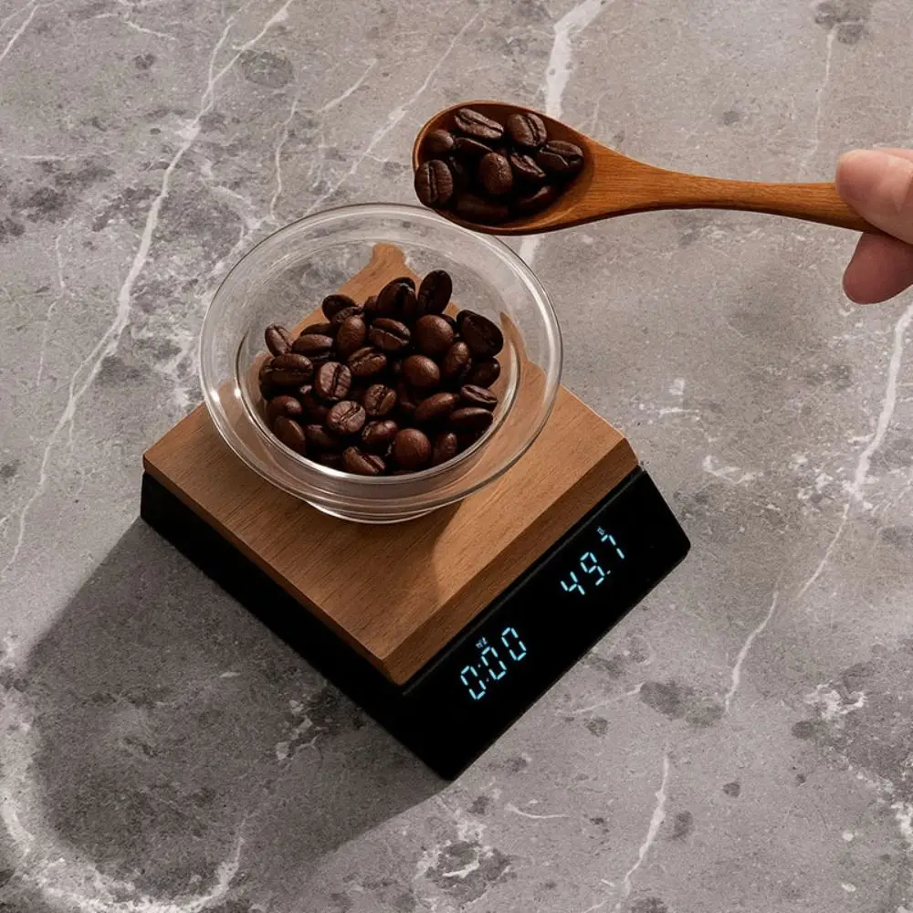 

Walnut Wood Mini Wooden Tea Scale LED Portable Digital Tea Balance Precision Accurate Precision Tea Scale Coffee Weighing
