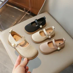 2024New Style Children's Leather Shoes Fashion Princess Shoes for Girls Soft Bottom Breathable Kids Causal Flats Shoes Versatile