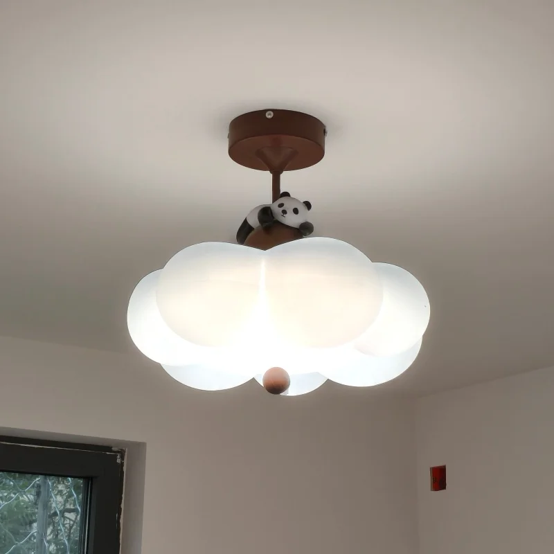 Cream Style Children's Room Ceiling Light French Antique Cartoon Panda Cloud Room Light LED Full Spectrum Eye Protection Lamp