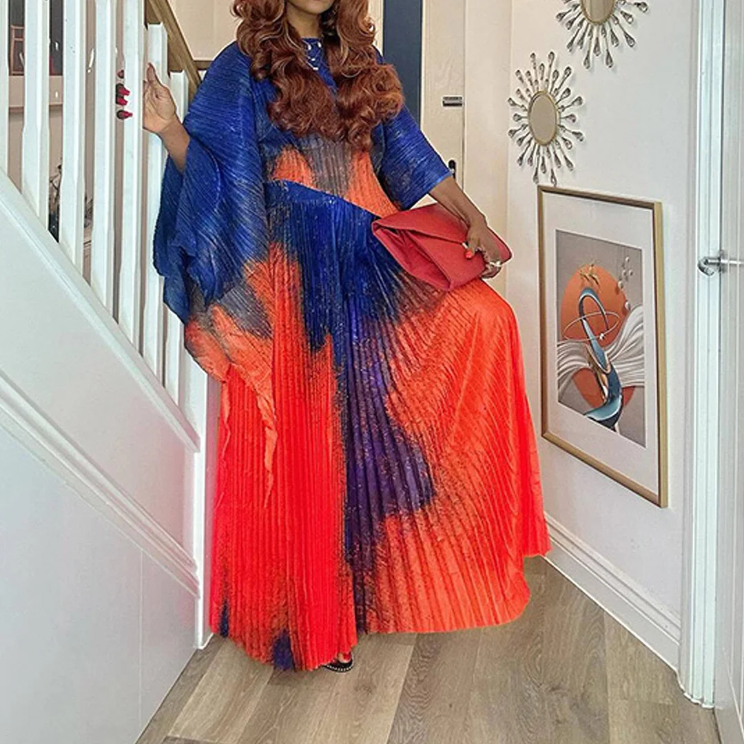 

New Miyake Fashion Plus Size Women's Two-piece Pleated Print Top Casual Pants Stretchy Demure and Elegant Prom Dresses