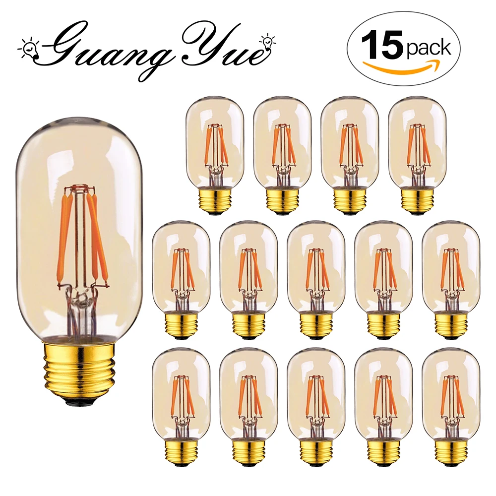 T45 Tubular Amber Vintage Led Bulb E27 220V 110V E26 Dimmable 4W 2200K 2700K Led Filament Wall Lamp Table Light Replace Bedroom