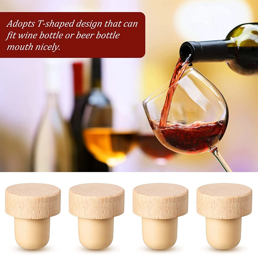 Wine Bottle Corks T Shaped Cork Plugs for Wine Cork Wine Stopper Reusable Wine Corks Wooden and Rubber Wine Stoppers