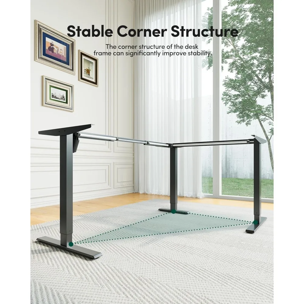 مكتب كهربائي كبير الحجم على شكل 63 × 48 لتر مع أدراج |   سطح ذو وجهين، 2 إعدادات ذاكرة الارتفاع |   أثاث المكاتب المنزلية #6