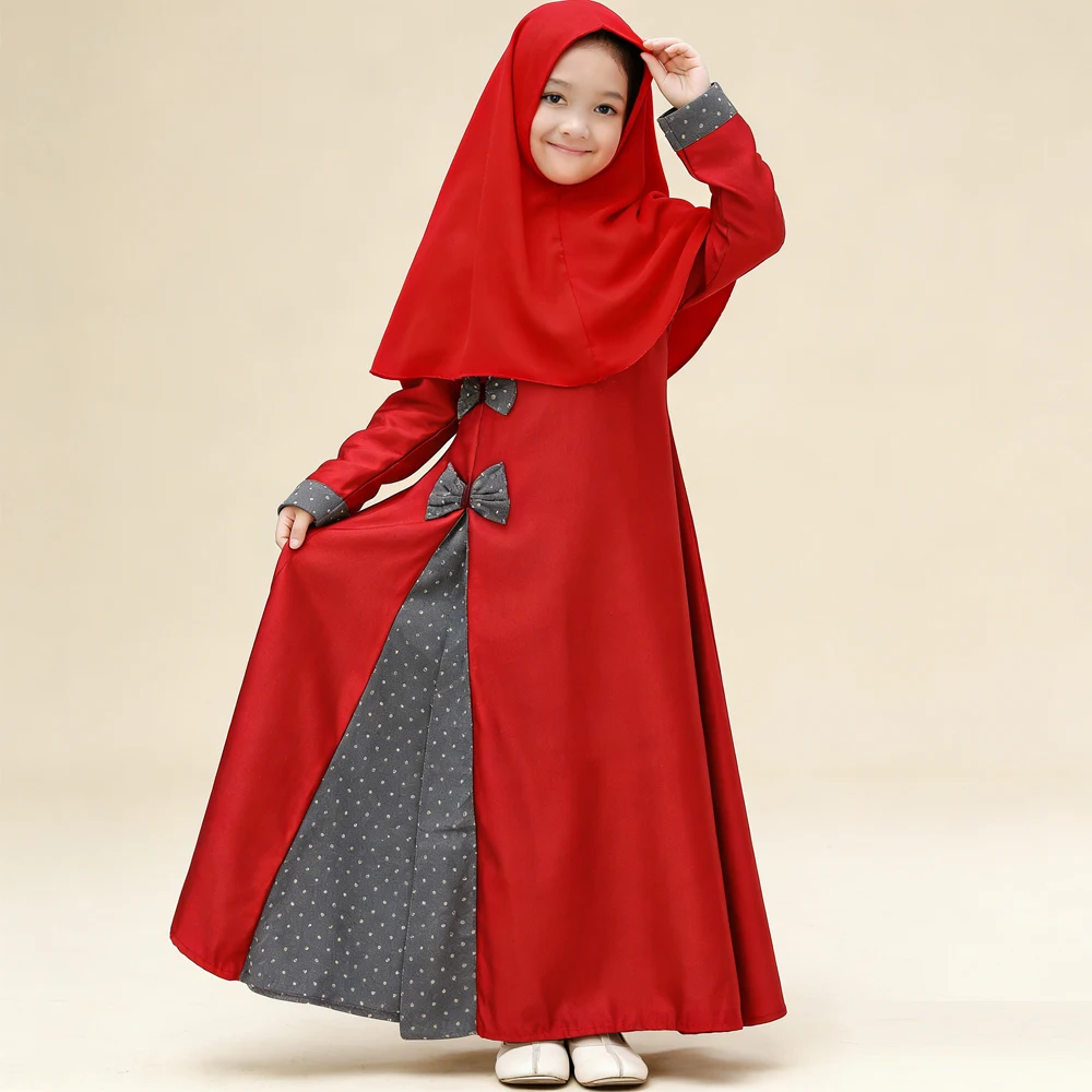 

Мусульманские комплекты для девочек на Ид: Абайя, Химар, Платье для молитв на Рамадан, Исламский детский хиджаб, Бурка, Кафтан с бантом, Платок на голову, Никаб, Халат