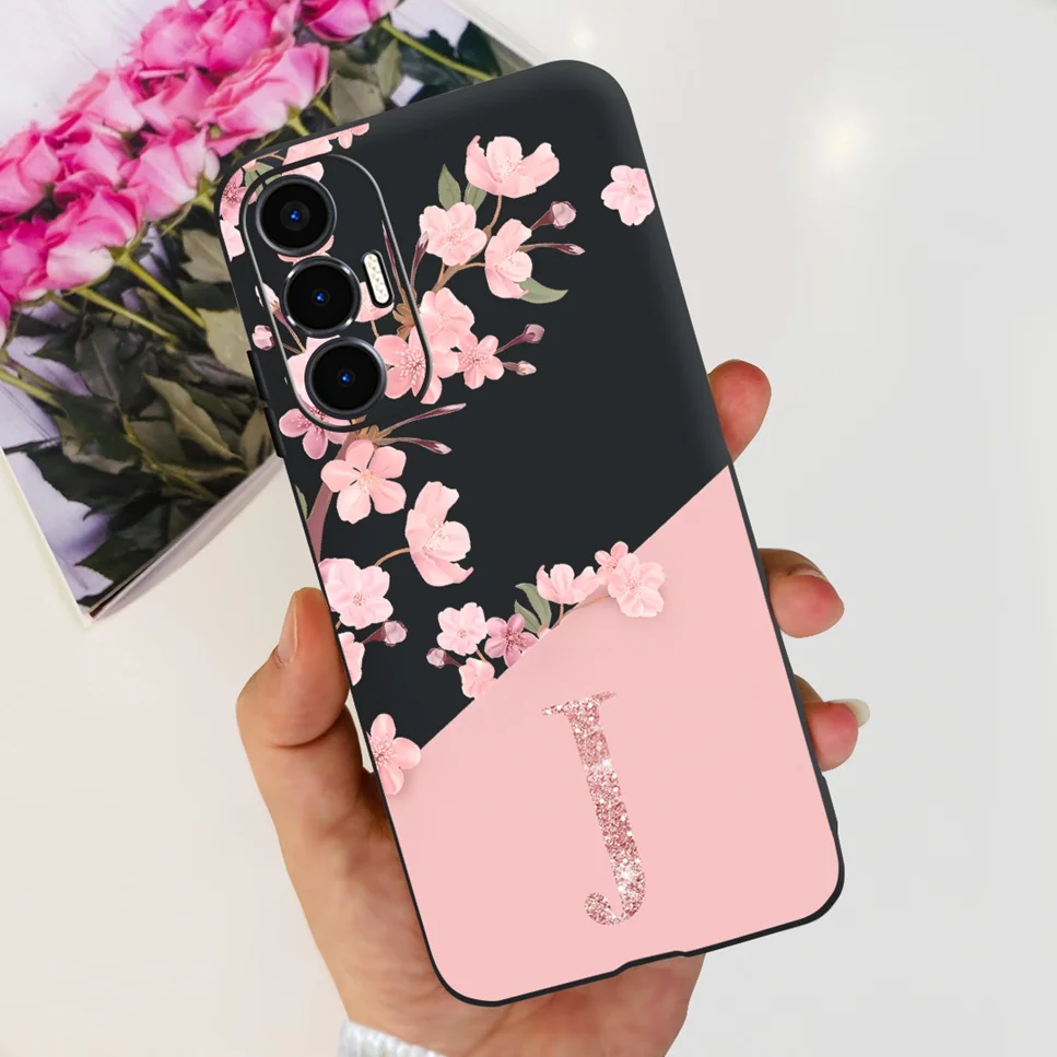 Per Tecno Pova 3 custodia alla moda lettera Luxury Flower TPU custodia morbida in Silicone per Tecno Pova3 LF7n custodia antiurto per telefono Coque