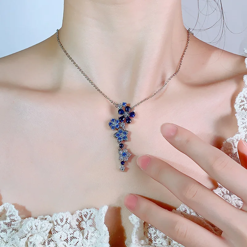 Autumn Winter New Clavicle Chain Colorful Flower Tassel Necklace Gemstone High-end Light Luxury Women's Wholesale