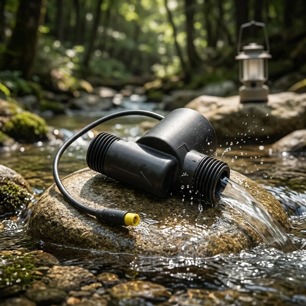 Black Plastic Water Microgenerator DB-678 Small Scale Hydroelectric Generator 0.05-0.5MPa Low Flow Power Device For Bathroom Use