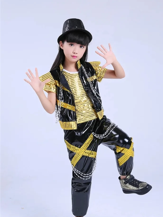 Children's hip-hop sequins Jazz dance stage shelf Drummer costumes Children's modern dance performances costumes Jazz trend